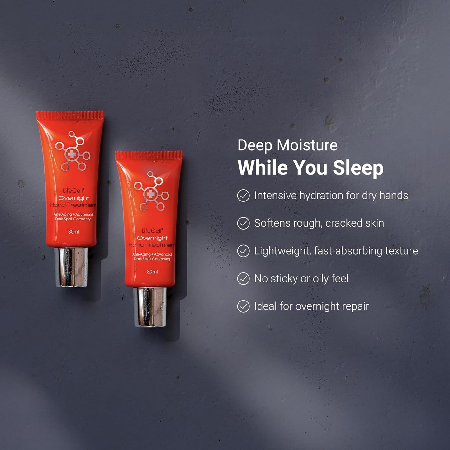 LifeCell Retinol + Vitamin C Overnight Hand Treatment – Anti-Aging Hand Cream for Dark Spots, Dryness & Fine Lines – Moisturizing Night Formula with Argan Oil – Unscented, Non-Greasy – 1oz