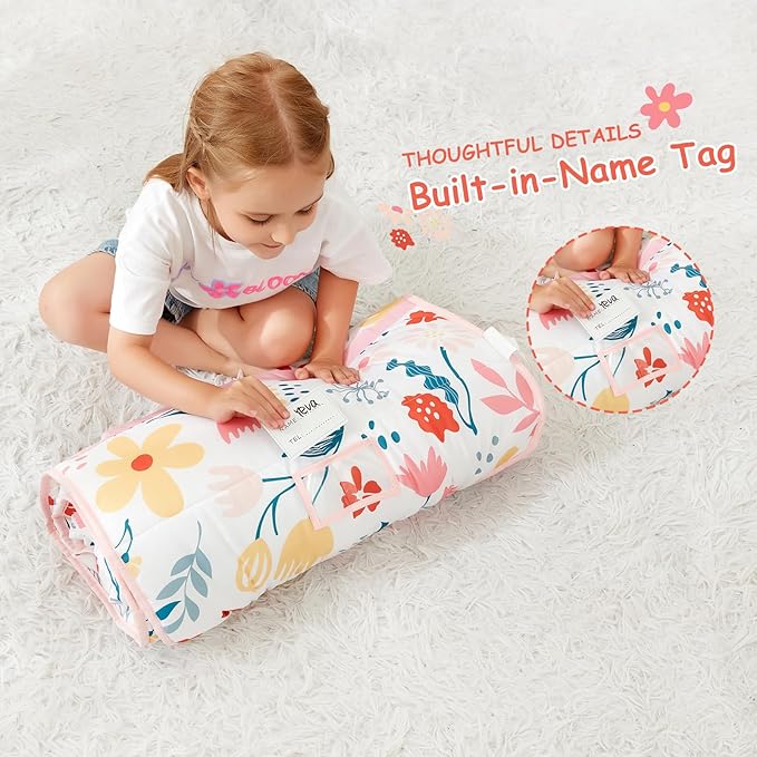 softan Toddler Nap Mat with Pillow and Blanket, Extra Large Rolled Napping Mats,Slumber Bags for Boys Girls,Easy to Roll up,Kids Sleeping Bag for Daycare, Preschool Travel Camping