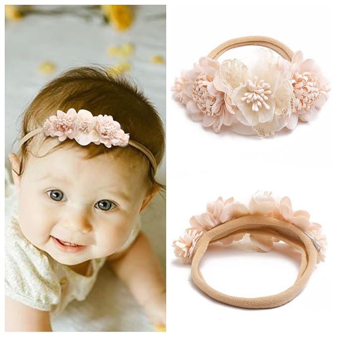 6pcs Baby Headbands Nweborn Flower Hair Bows for Girls-Infant Elastic Hair Band Bows Wraps Baby Headband Hair Accessories Gifts for Toddles
