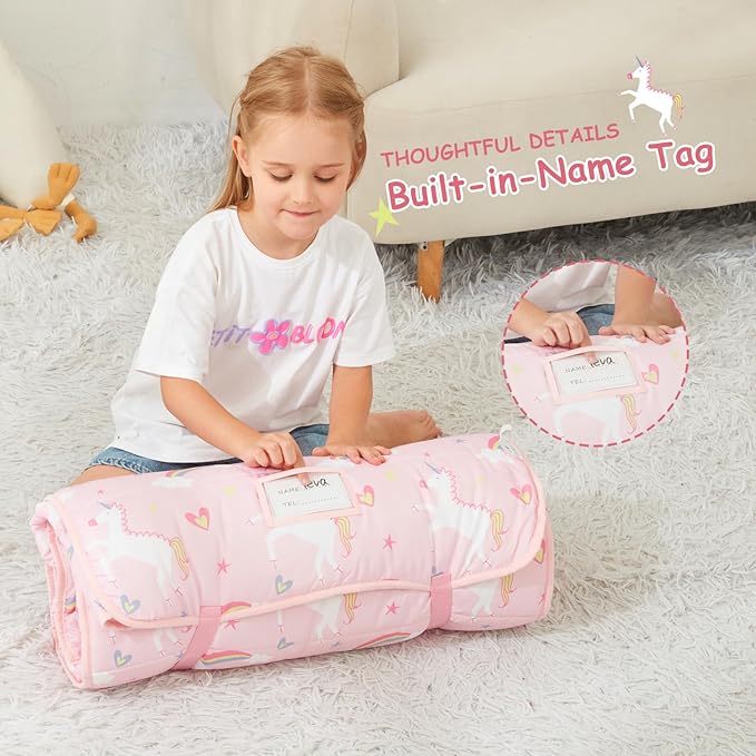softan Toddler Nap Mat with Pillow and Blanket, Extra Large Rolled Napping Mats,Slumber Bags for Boys Girls,Easy to Roll up,Kids Sleeping Bag for Daycare, Preschool Travel Camping