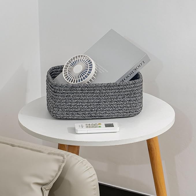 CubesLand Mixed Black Baskets Bins for Organizing,Small Woven Storage Baskets for Shelves,Cute Closet Cube Bins Set 2,Baby Nursery Cube Organizer Toys Basket Bin,Home Decor Organization Bins