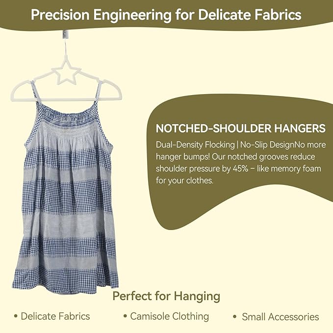 GoodtoU Baby Hangers, 50 Pack Kids Velvet Hangers for Closet Baby Felt Hanger for Toddler Infant Nursery Child Small Children (12.8 x 8.54, Star)