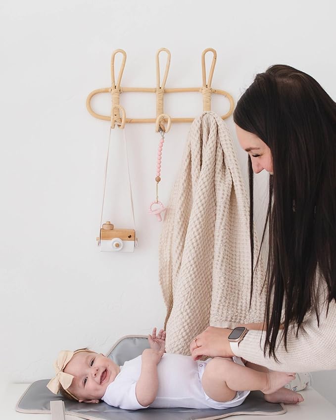 Lily Miles Diaper Changing Pad Portable, Baby Changing Mat with Magnetic Latches, Travel Pad for Diaper Bag, Baby Essentials, Wipeable & Waterproof Mat (Soft Sand, Regular)