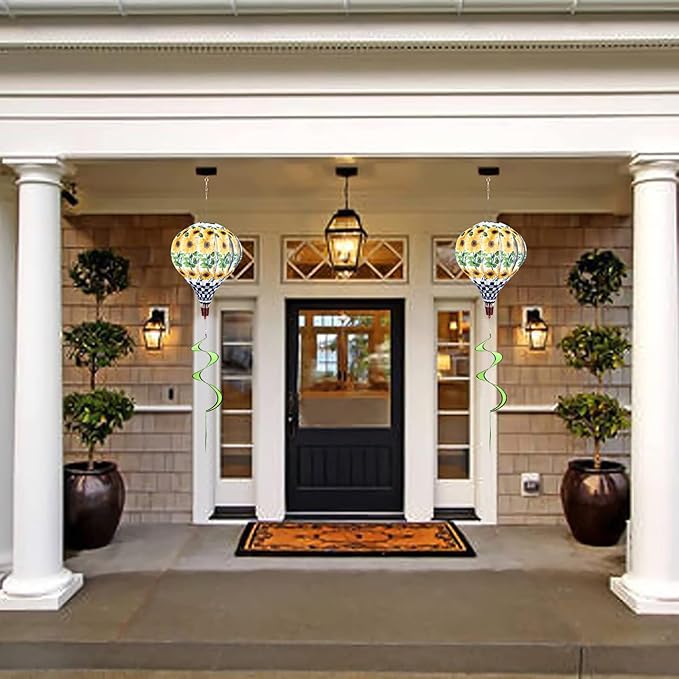 Giant Sunflower Hot Air Balloon Garden Wind Spinners Large Pinwheels Whirligigs Windmill Toys for Kids Yard Decor Lawn Decorations Outdoor Whirlygig Windmills Wind Twister Everyday 59" L 2Pack