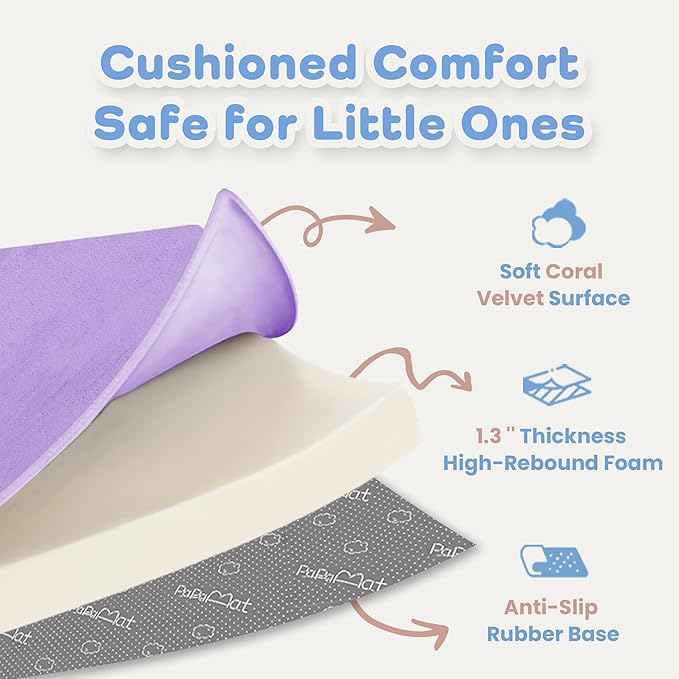 1.3" Thick Baby Floor Play Mat 50x50, Basic Padded Foam Mat for Tummy Time Crawling, Non Slip Cushioned for Babies Toddlers Infants Kids (Violet)