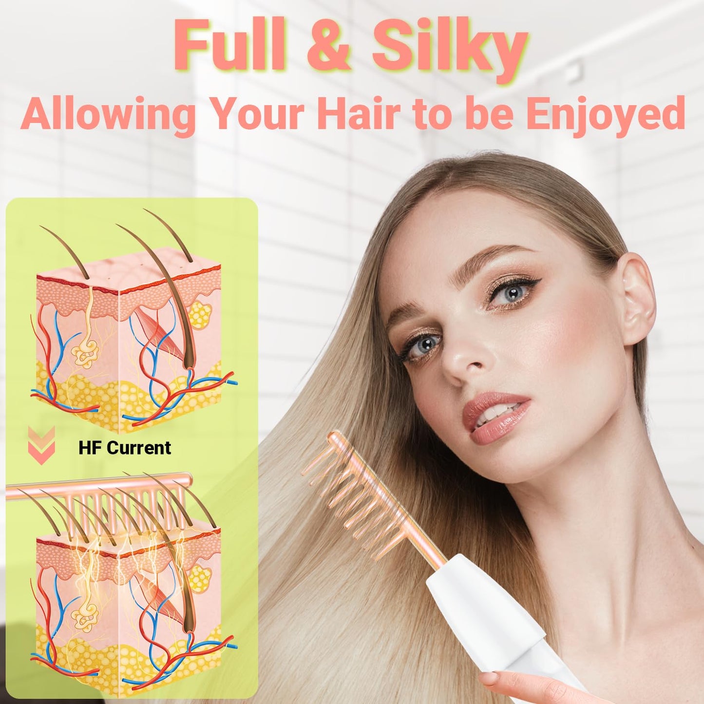 High Frequency Facial Wand - Uaike Orange Portable Handheld High Frequency Facial Machine - with 4 Pcs Orange Glass Tubes - at Home Skin Face Wand Device