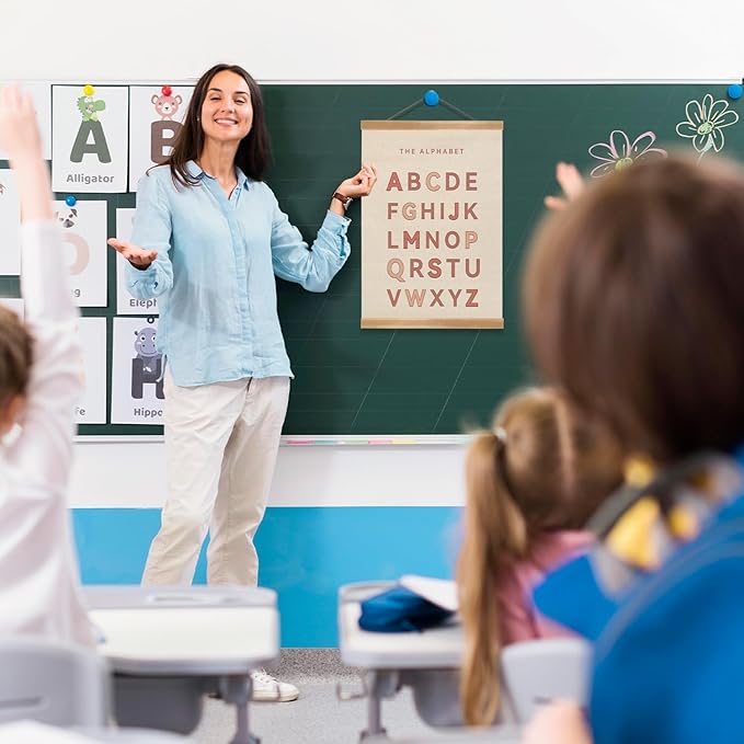 ZTGDA Alphabet Shapes Poster Set of 2, ABC Posters for Toddlers Decor, Shapes Alphabet Learning Poster Hanger Frame Wall Decor for Classroom Nursery Kids Room Playroom Preschool Decor