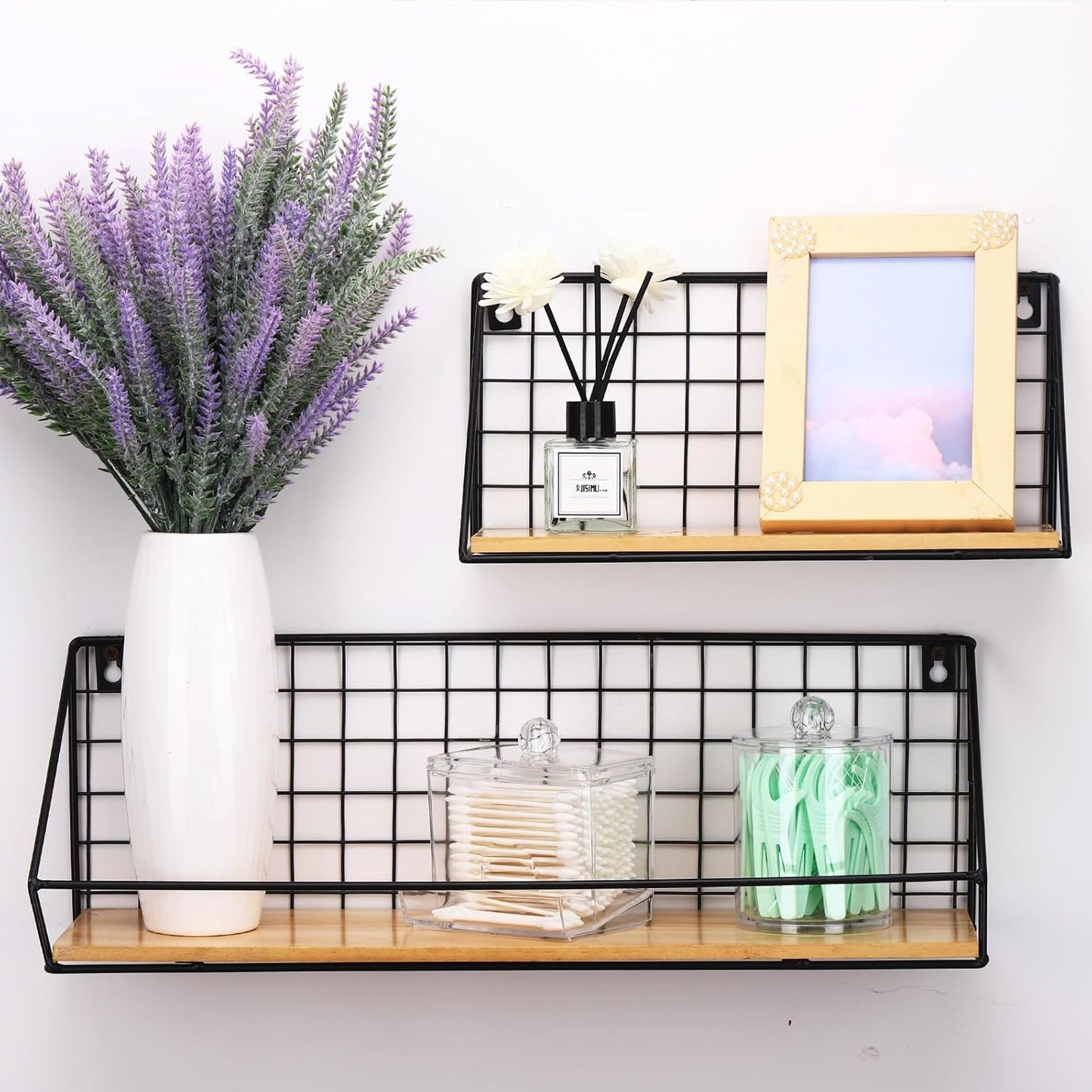 Tbestmax Qtips Holder Bathroom Dispenser, 10oz Big Qtip & 12oz Cotton Ball Holder, Clear Apothecary Jar Organizer for Storage Swabs, Rounds, Floss Picks