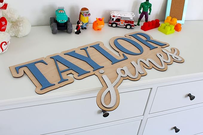 Large Wood Nursery Sign | Nursery name sign for Kids | Custom Wood Name Sign | 3D Wood Baby Name Sign (Pink)
