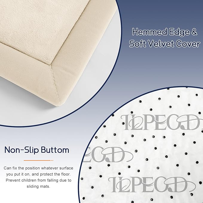 Baby Play Mat for Floor Tummy Time Mat Nursery Rug Muscle Area Rug Playroom Rug Tatami 74 * 50" Memory Foam 1.3" Thick Crawling For Babies,Toddlers, Infants, Kids,Floor(Beige)