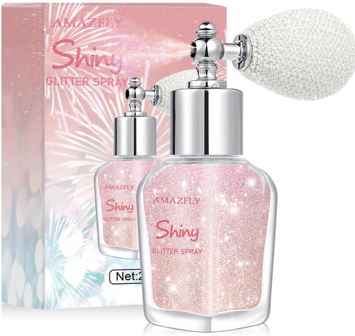 Hair and Body Glitter Spray, Shimmering Powder Sparkle Powder Makeup, Glitter Loose Sparkle Makeup for Body Highlighter,Festival Prom Rave Accessories (Pink)