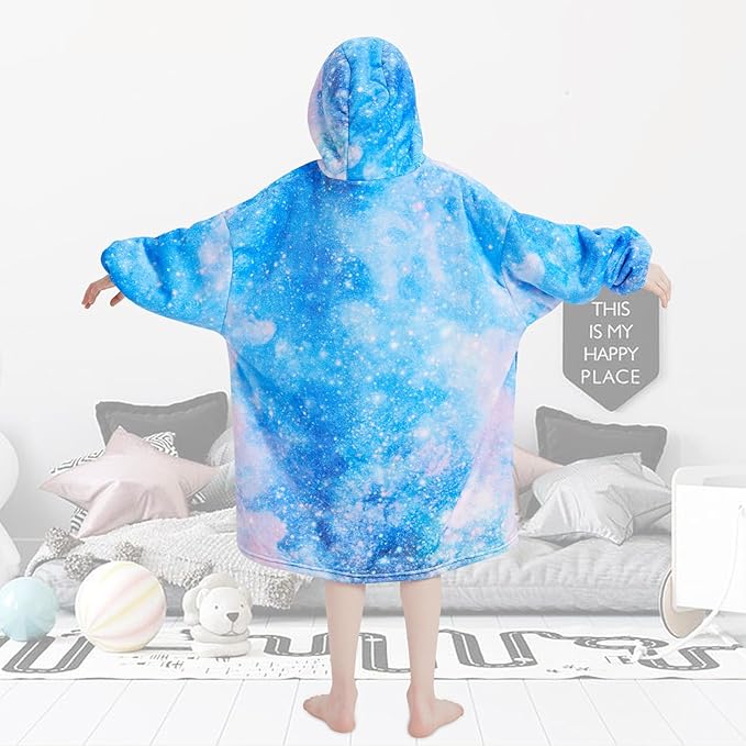 Fiosnow Galaxy Blanket Hoodies for Kids 6-13YR Oversize Wearable Blanket Hoodies for Boys Girls Teens