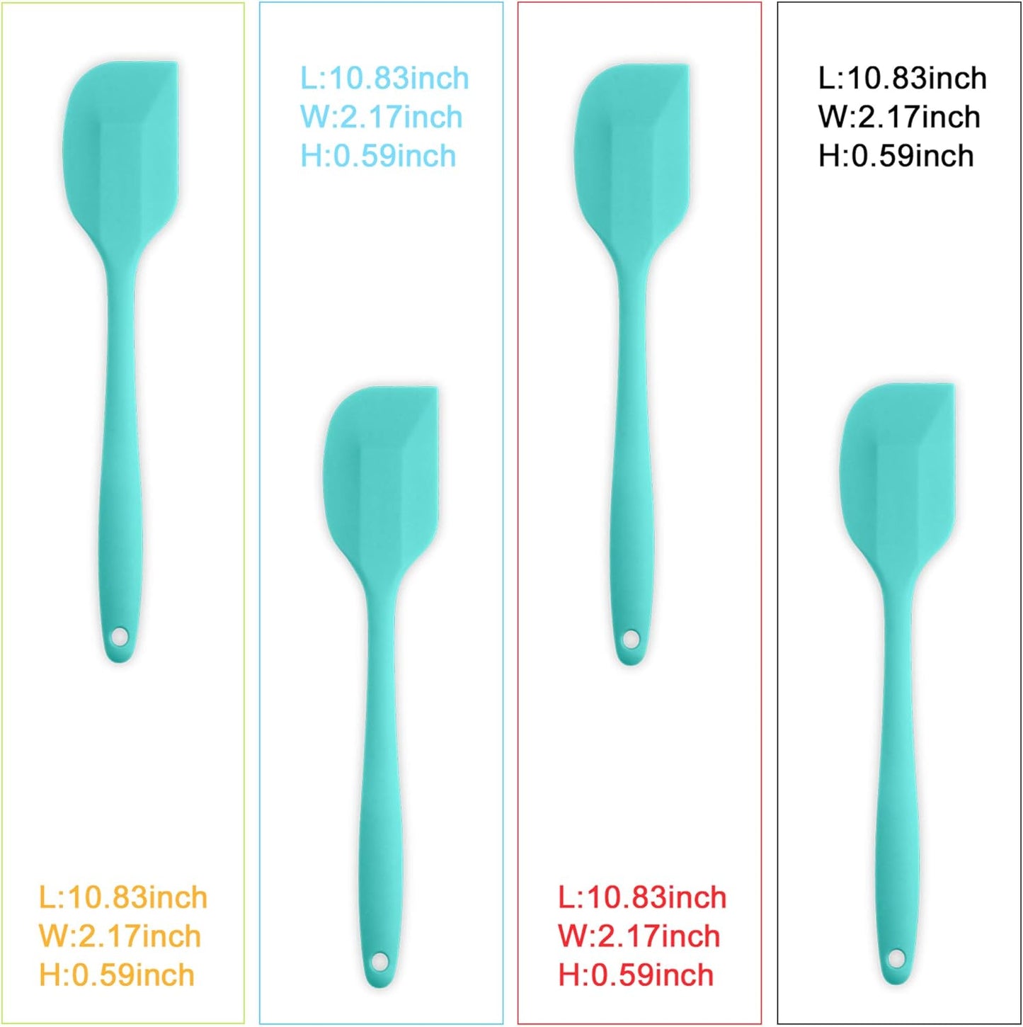 Silicone Spatula 4-piece Set, Heat-Resistant Non-stick Rubber Spatulas with Stainless Steel Core, Light Blue