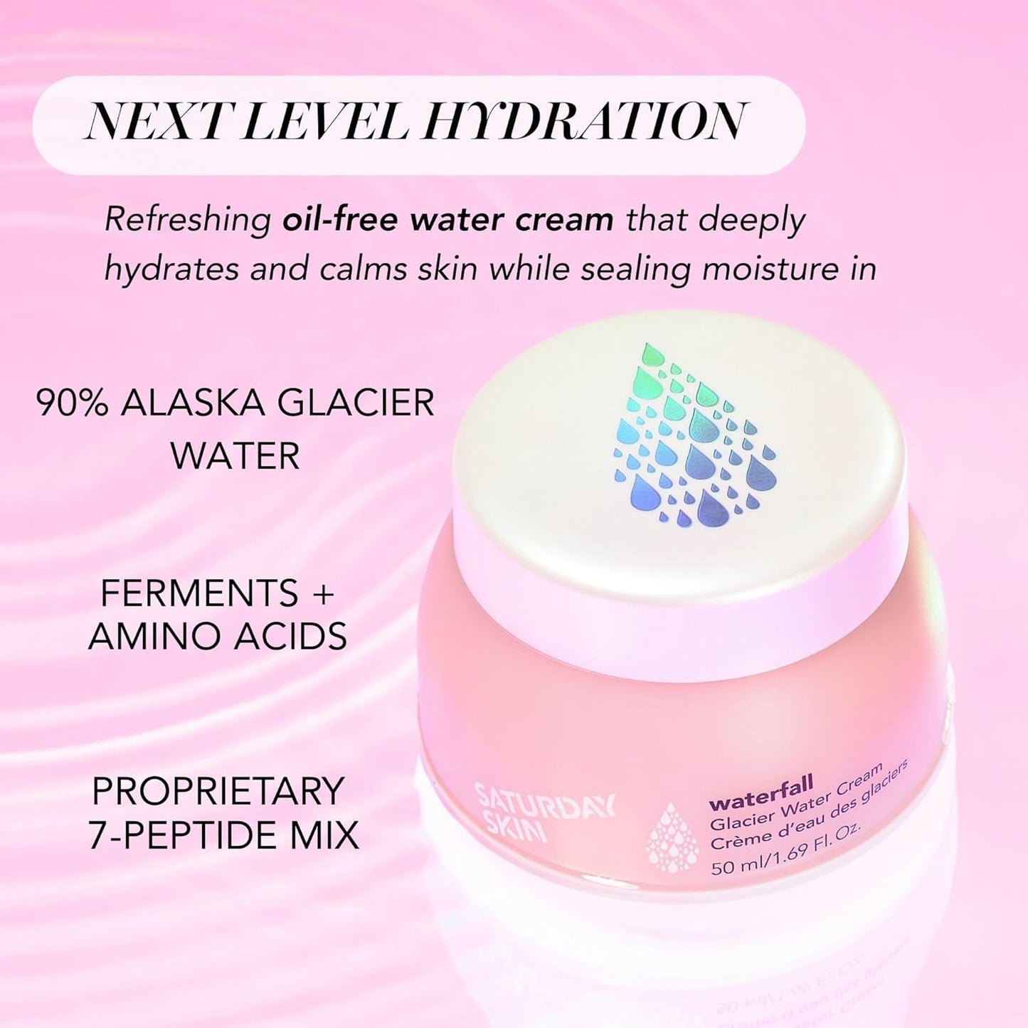 Saturday Skin Face Moisturizer Water Face Cream Natural Oil free Gel Type Cream From Alaska Glacier Water Day & Night Korean Skin Care Cream Soothing Hydrating Facial Moistrurizer (1.69 Fl. Oz. 50ml)