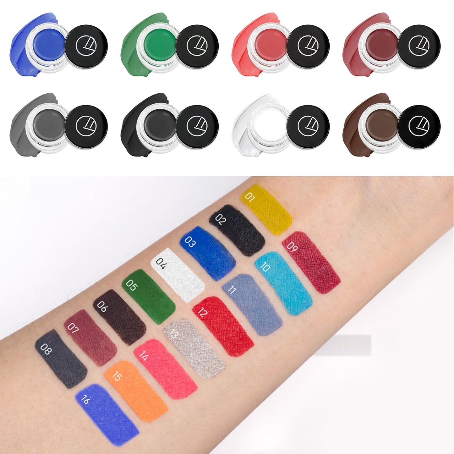 Eyeliner Gel Set,Long Lasting Waterproof With 5.51 IN Long Eyeliner Brush,High-Intensity Pigments Smudge-Proof Eye Liner Makeup Creamy Gel 5G-White