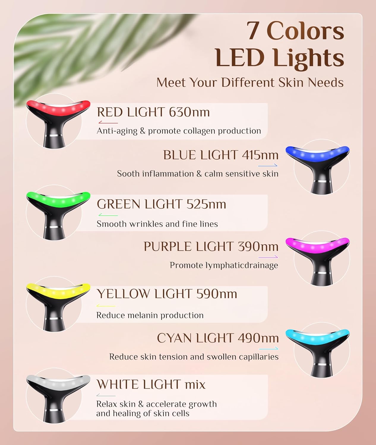 7 Color Galvanic Machines - Red Light Therapy for Face and Neck, Face Massager Tool for Wrinkles, Double Chin, Vibrating Facial Massager with Thermals, Black