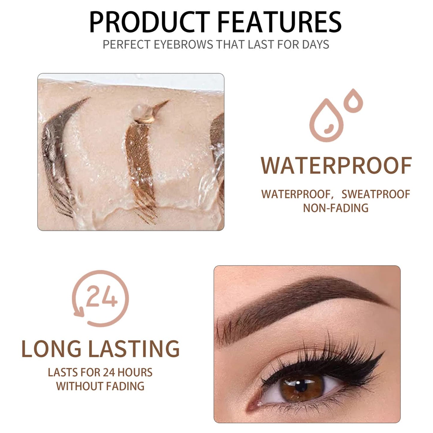MAEPEOR Waterproof Eyebrow Gel 8 Colors Full-pigmented Long Lasting Liquid Brow Gel for Fuller & Defined Looking (#05 Deep Brown）