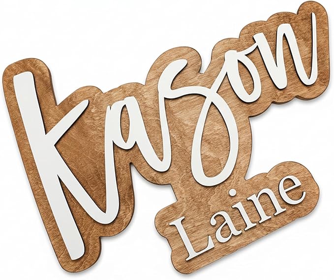 Hickory Hollow Designs Wooden Name Signs, Baby Name Sign, Name Signs for Kids Room, Custom Plaque, (Kason Laine)