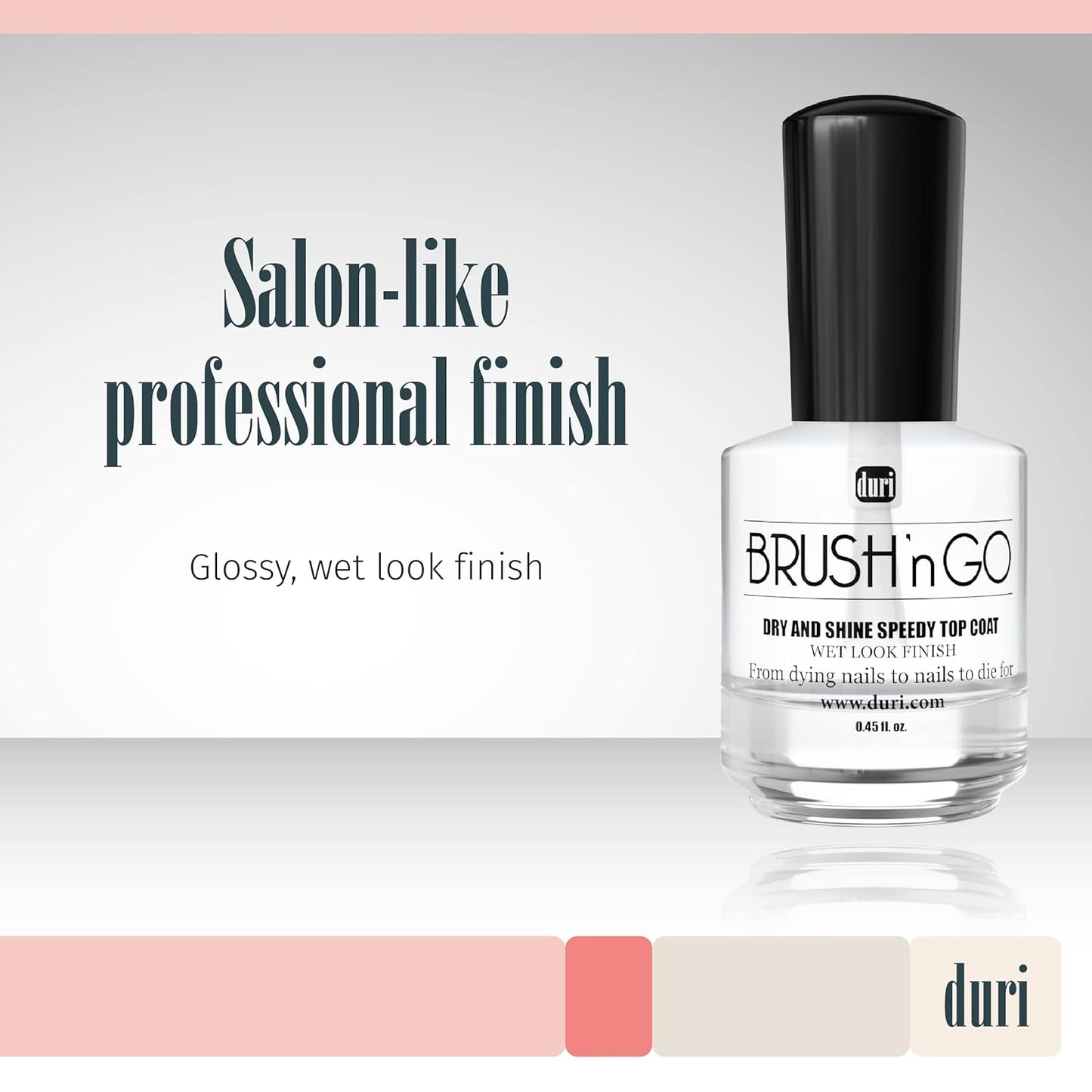 duri Brush'n Go Dry and Shine Speedy Top Coat, Fast Dry Top Coat Nail Polish - 0.45 fl.oz. (pack of 1)