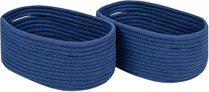 CubesLand Storage Basket, Cotton Rope, Navy Blue, 2 Pack, Organizing/Storage, Closet, Shelves, Decorative