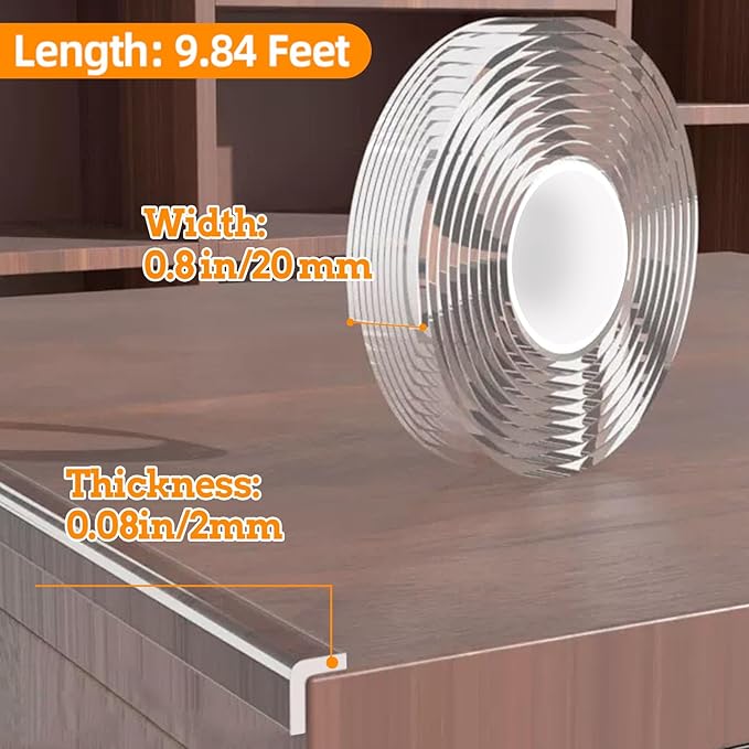 0.8 in x 9.84 FT,Clear Soft Corner Protectors for Furniture Strip,Sharp Edge & Table Bumper,Window Edge,Wall Protector, Soft Corner Guards Safe for Proof,Table Corner Protectors in Family