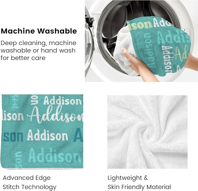 Dr.TOUGH Name Blanket Personalized Blanket for Adult Kids Flannel Customized Personalized Blankets and Throws