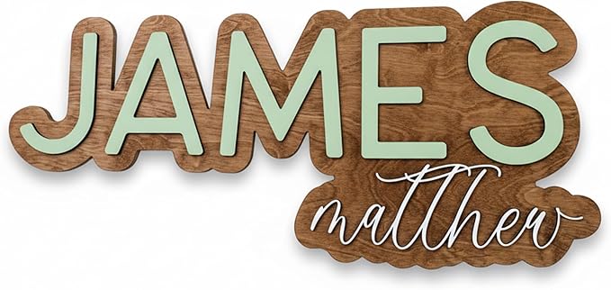 Hickory Hollow Designs Nursery Name Sign, Wooden Name Sign, Name Plate for Wall, Custom Wooden Sign, Baby Name Announcement Sign, (James Matthew)