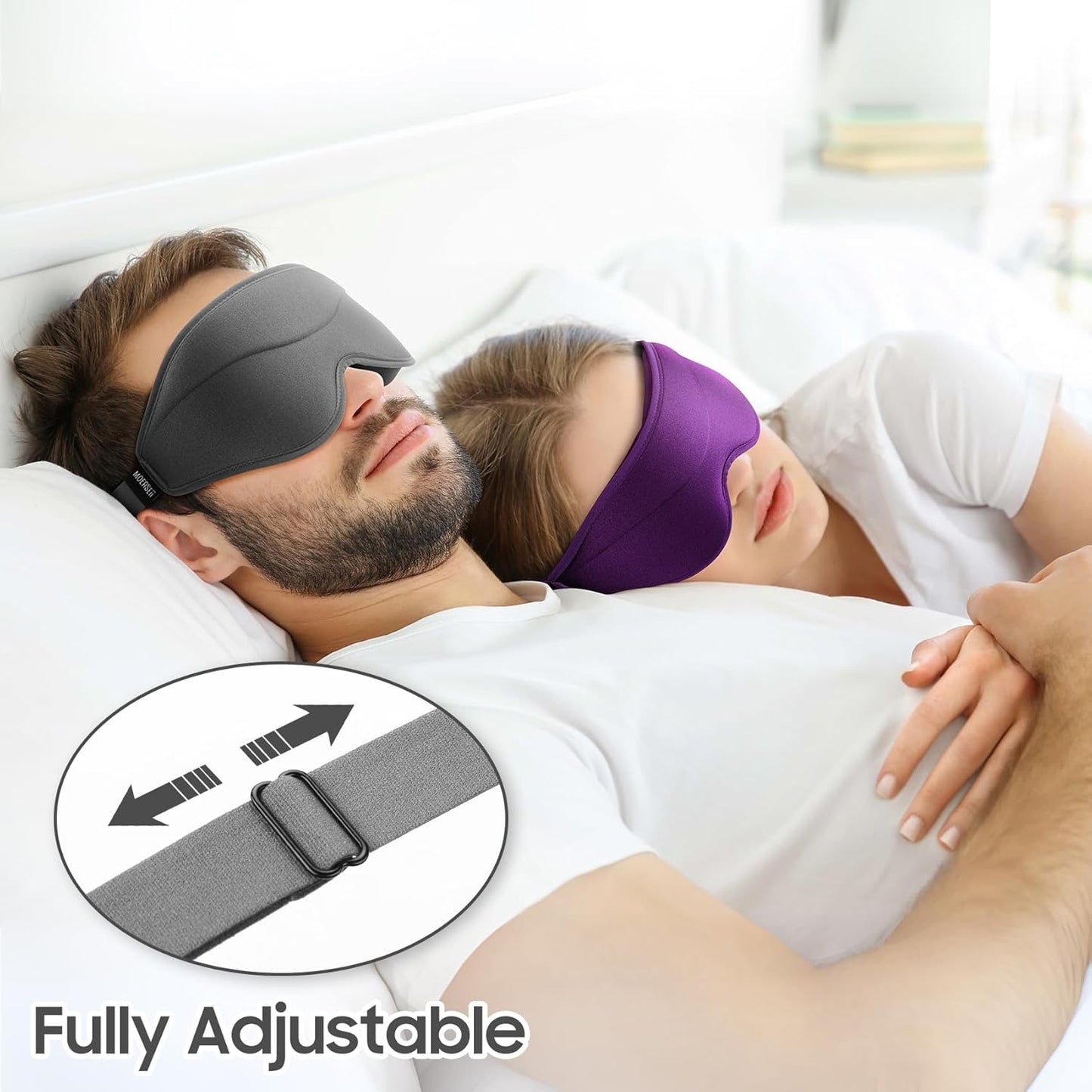 Sleep Mask - Total Blackout 3D Sleeping Mask, Super Lightweight & Silky Soft Eye Mask for Sleeping, Fully Adjustable Fit for Home, Office, Traveling, Meditation, Yoga, Gray