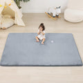 1.3" Thick Baby Floor Play Mat 59x71, Basic Padded Foam Mat for Tummy Time Crawling, Non Slip Cushioned for Babies Toddlers Infants Kids (Light Grey)
