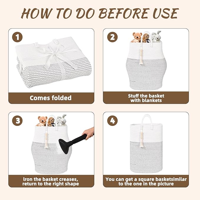 Woven Laundry Basket for Clothes, 100 L Large Rectangle Laundry Hampers with Beads Tassel, Nursery Storage Basket for Toys, Tall Dirty Clothes Hamper for Bedroom Aesthetic, Laundry Room Organization