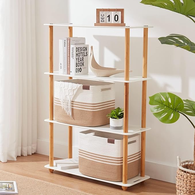 Storage Baskets, 42L*2 Pack Storage Baskets for Organizing, Laundry Basket for Closet,Cotton Rope Blanket Basket for Storage, Toy Storage Basket for Living Room, Laundry Room, Bedroom-Jute