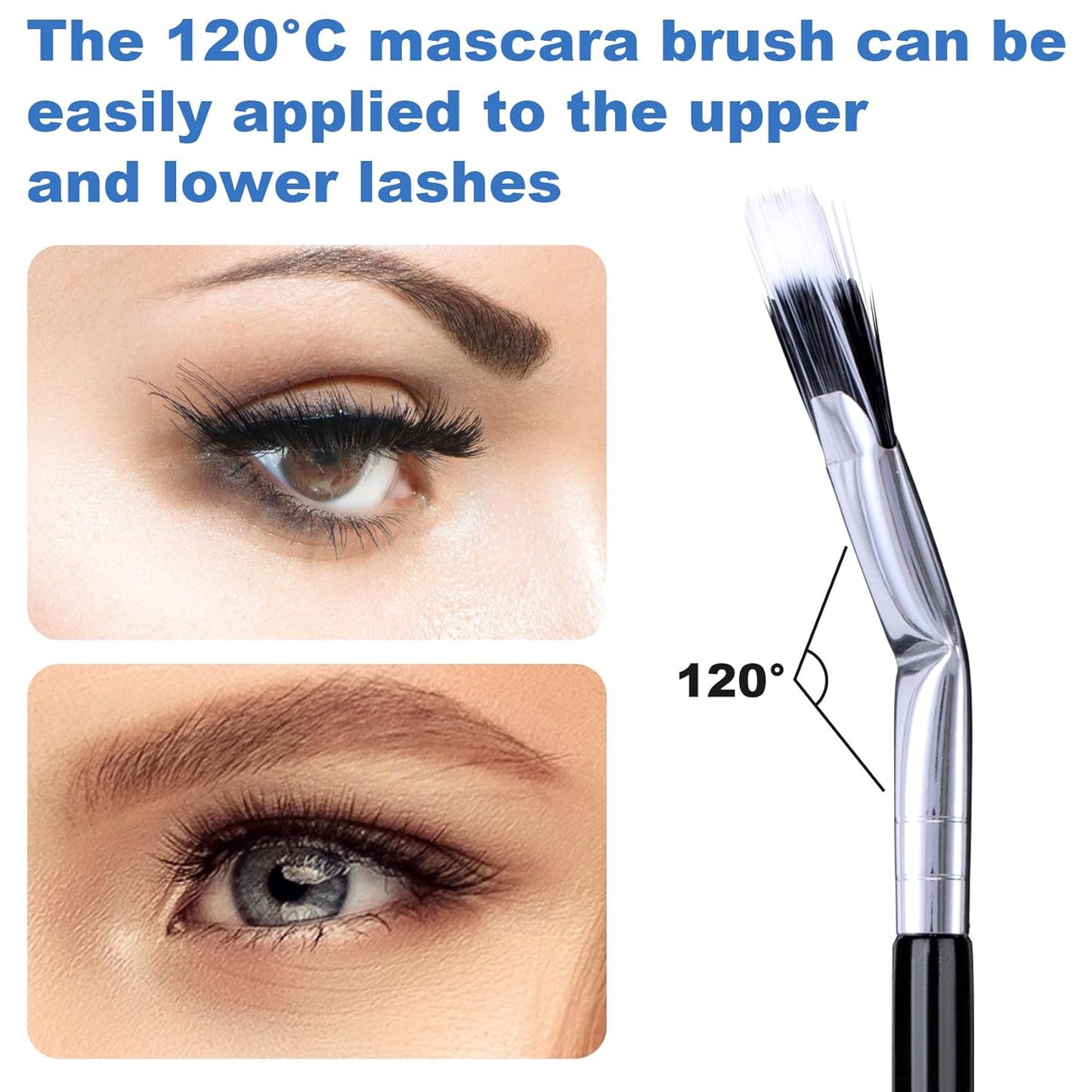 PAGOW 2 Pcs Folding Angle Scalloped Lash Brush, Multifunctional Mascara Fan Brush for Lashes, Eyelash Comb Separator Wands Makeup Tool (Black+Yellow)