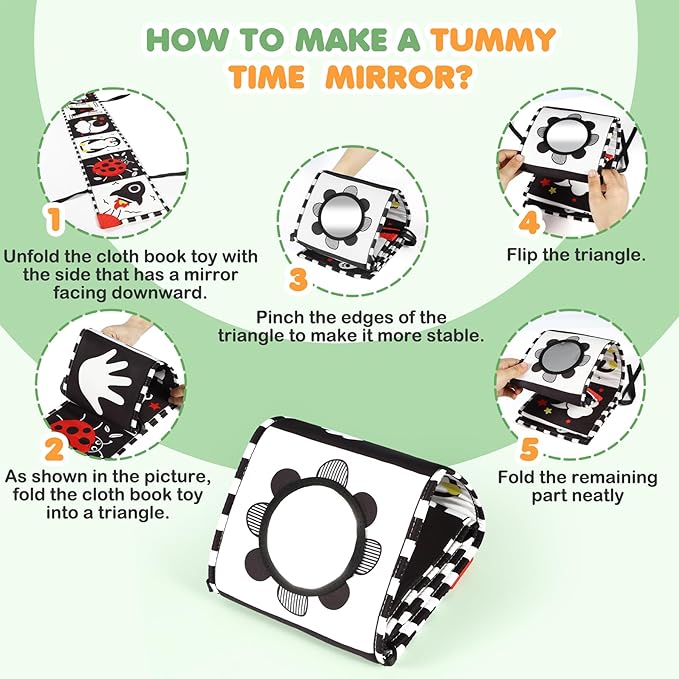 High Contrast Baby Toys for Newborn, Tummy Time Black and White Baby Toys for 0-6 Months, Soft Montessori Visual Stimulation Sensory Infant Book, Boy Girl Shower Gift Christmas Stocking Stuffers