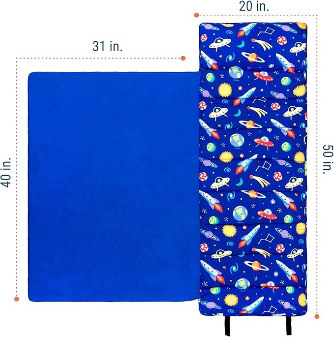 Wildkin Kids Original Nap Mat – Cozy Kids Sleep Mat with Pillow, Ideal for School & Travel - Out of This World