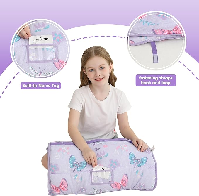 Viviland Toddler Kid Nap Mat for Preschool, Slumber Bag with Pillow and Blanket, Daycare Sleeping Bag Kindergarten Sleep Mat