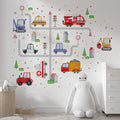 Car Wall Decals by Lipastick - Peel and Stick Transport Road Trucks Stickers for Boys Room, Toddler Bedroom, Baby Nursery, Kids Playroom, Living Room- Removable Decor - L Size
