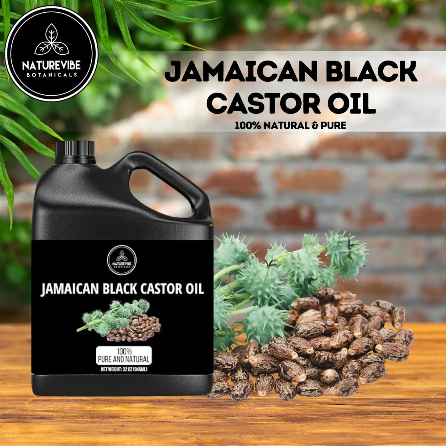 Naturevibe Botanicals Jamaican Black Castor Oil 32 Ounces | 100% Pure and Natural | Great for Skin Care and Hair Care