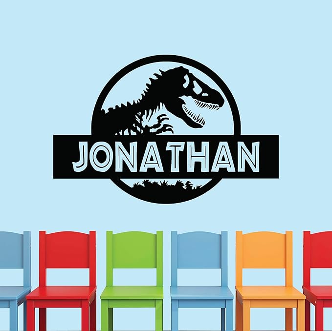 Personalized Dinosaur Name Wall Decal – Custom Kids Room Decor – Boys Bedroom Vinyl Sticker – Dino Theme Nursery Decoration – Removable Kids Wall Art