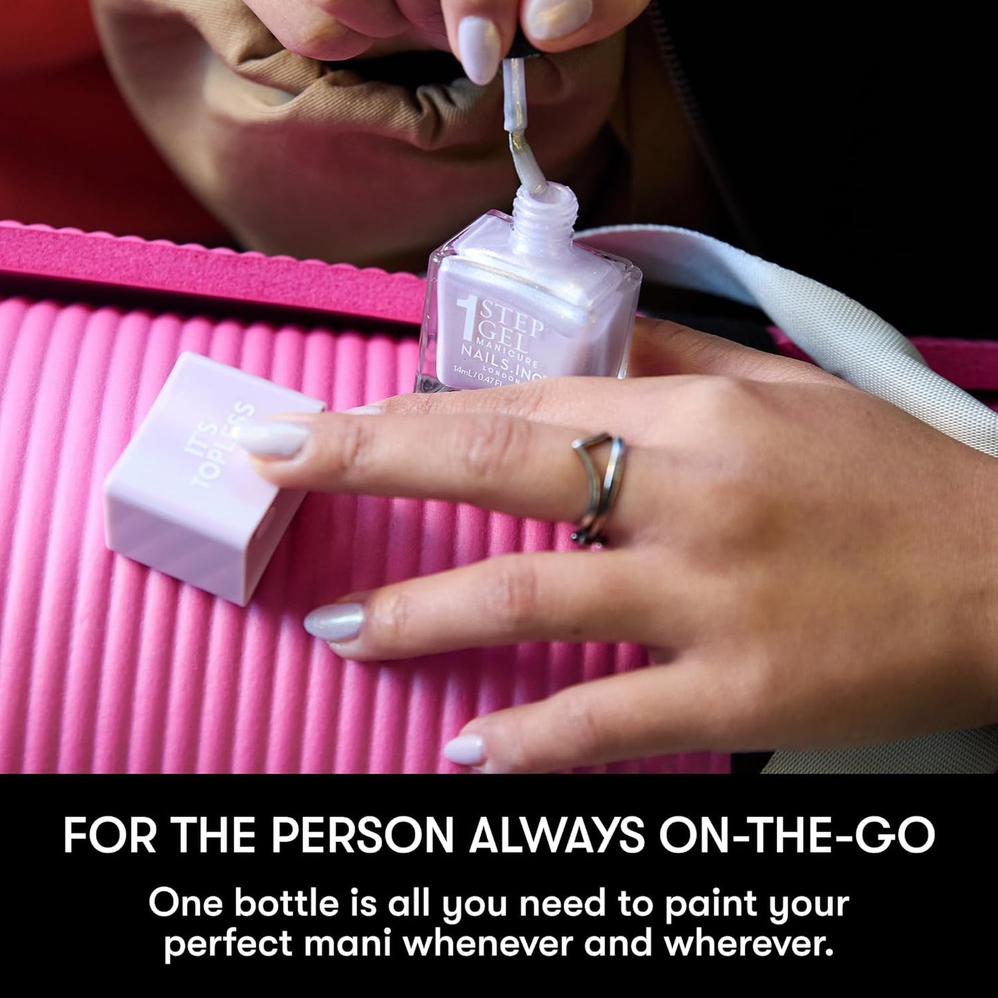 Nails Inc It's Topless Gel-Like Nail Polish, 4-in-1 Base Coat, Treatment, Color, Top Coat, Long Lasting, Strong, Chip Free Nails, Glossy Salon Quality Manicure, Air Dry Nail Polish, Dakota, 0.47 Fl Oz