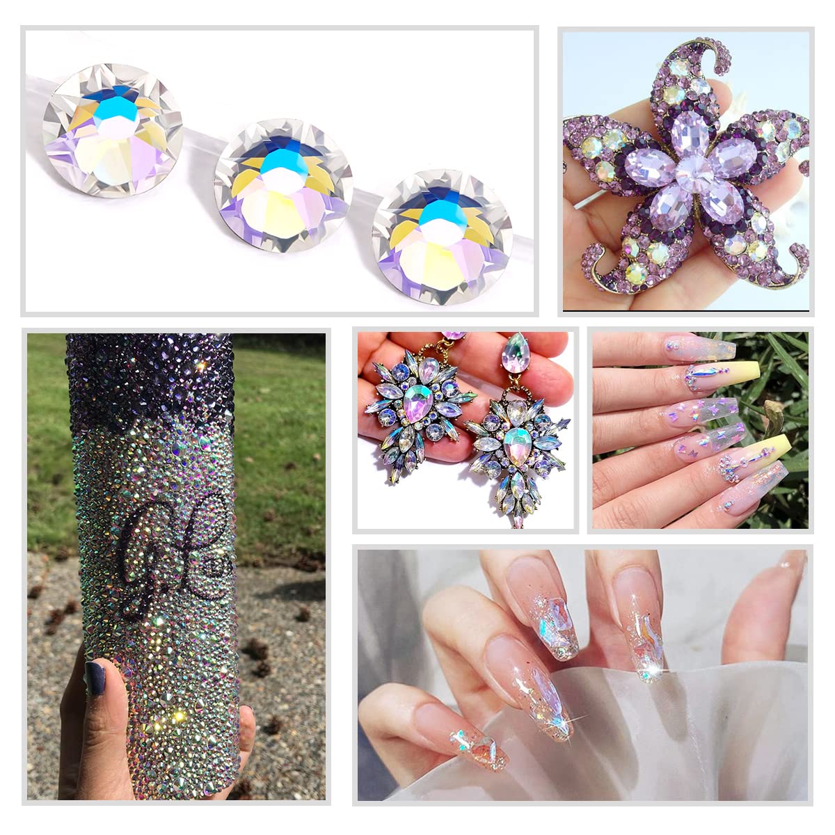 Novani Moon Night Rhinestones 288pcs Flat Back Round Rhinestone Style 2088 Sparkly Crystal Gemstones for Nail Art and Crafting SS30,6.4-6.6mm