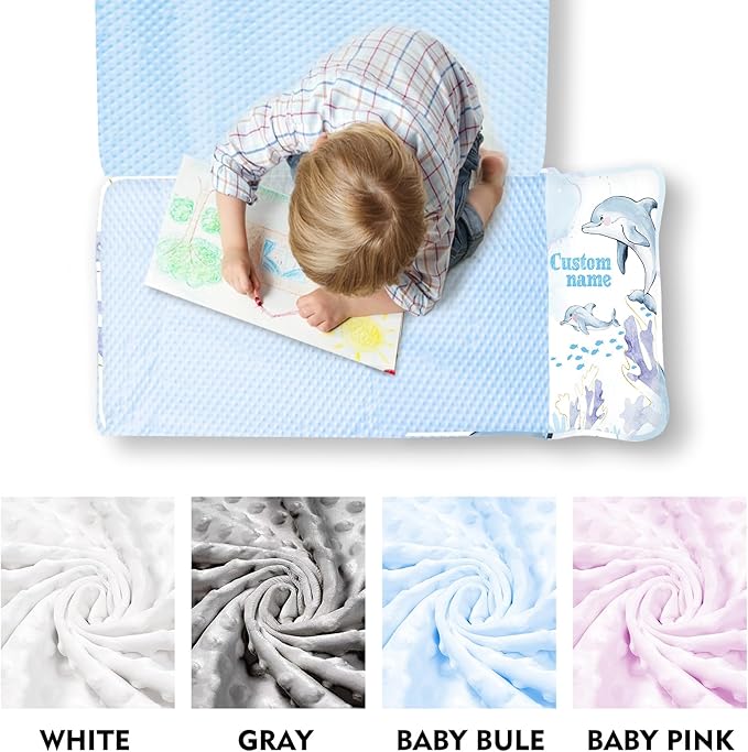 Personalized Toddler Nap Mats for Preschool, Custom Name Kids Sleeping Bag for Daycare, Roll Up Sleeping Mat with Removable Pillow and Soft Dot Minky Blanke for Boys Camping Travel