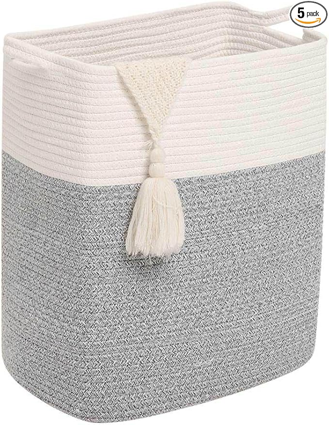 Tall Laundry Basket With Handles,Woven Cotton Rope Big Laundry Hamper Sorters,Versatile Storage for Dirty Clothes,Baby Toys,and Blankets in Bathroom, Nursery,and Living Room (Silver Gray, 80L)