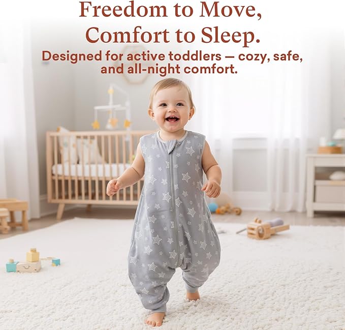 1.0 TOG Toddler Sleep Sack with Legs, Baby Wearable Blanket for 6-18-36 Months 3T-4T, Early Walker Baby