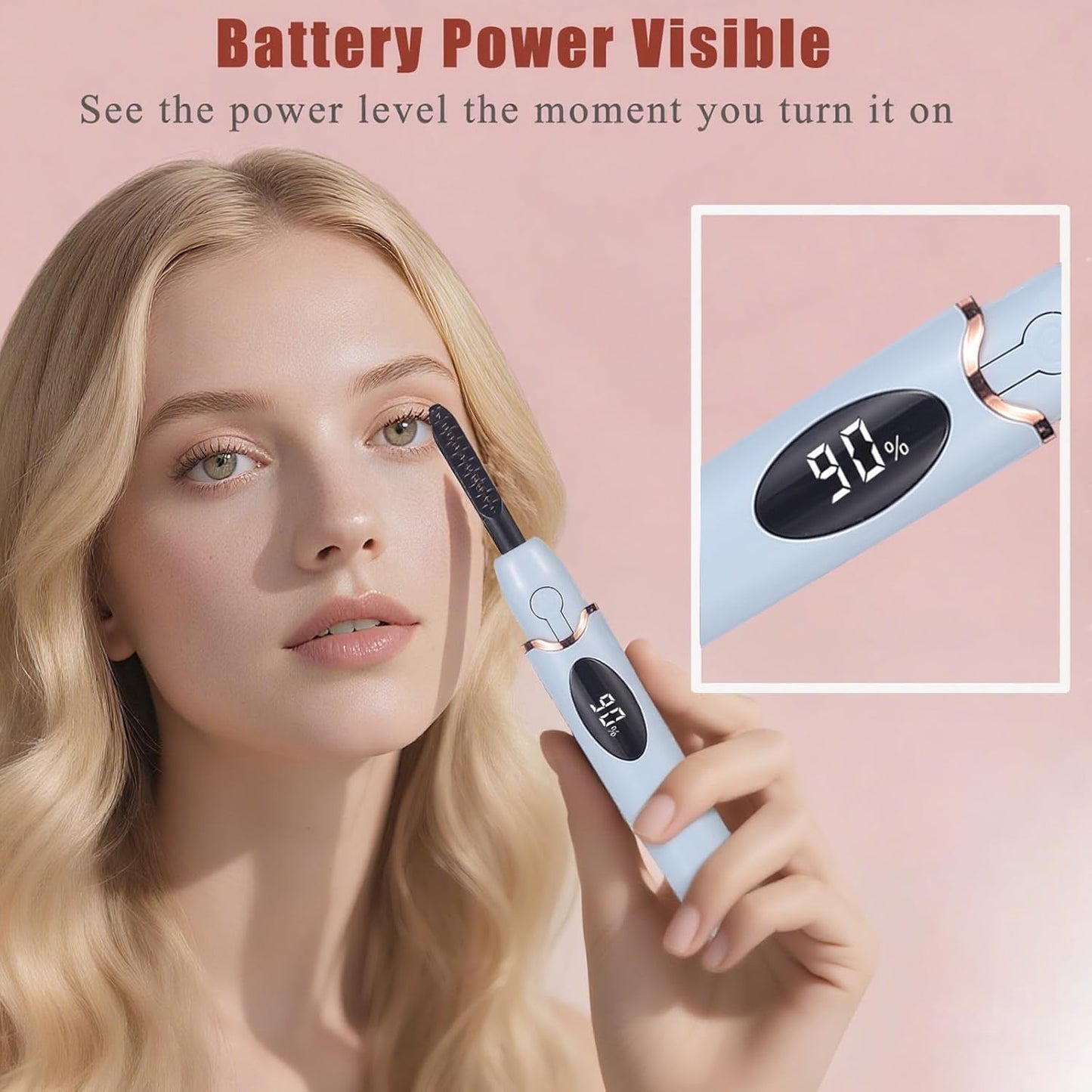 Heated Eyelash Curlers Electric Eyelash Curler with LED Display, 4 Temperature Modes Anti-Burn USB Rechargeable Natural Curling 24H Long Lasting for Women Makeup Tools Gifts