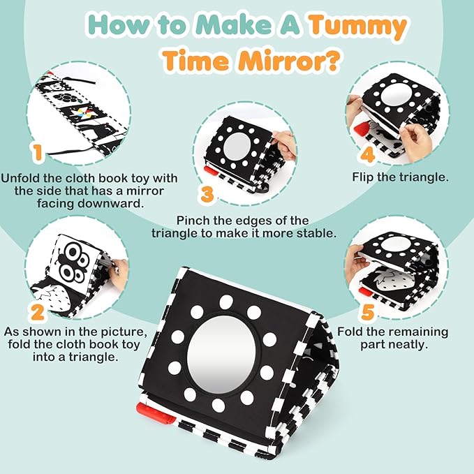 High Contrast Baby Toys for Newborn, Tummy Time Black and White Baby Toys for 0-6 Months, Soft Montessori Visual Stimulation Sensory Infant Book, Boy Girl Shower Gift Christmas Stocking Stuffers