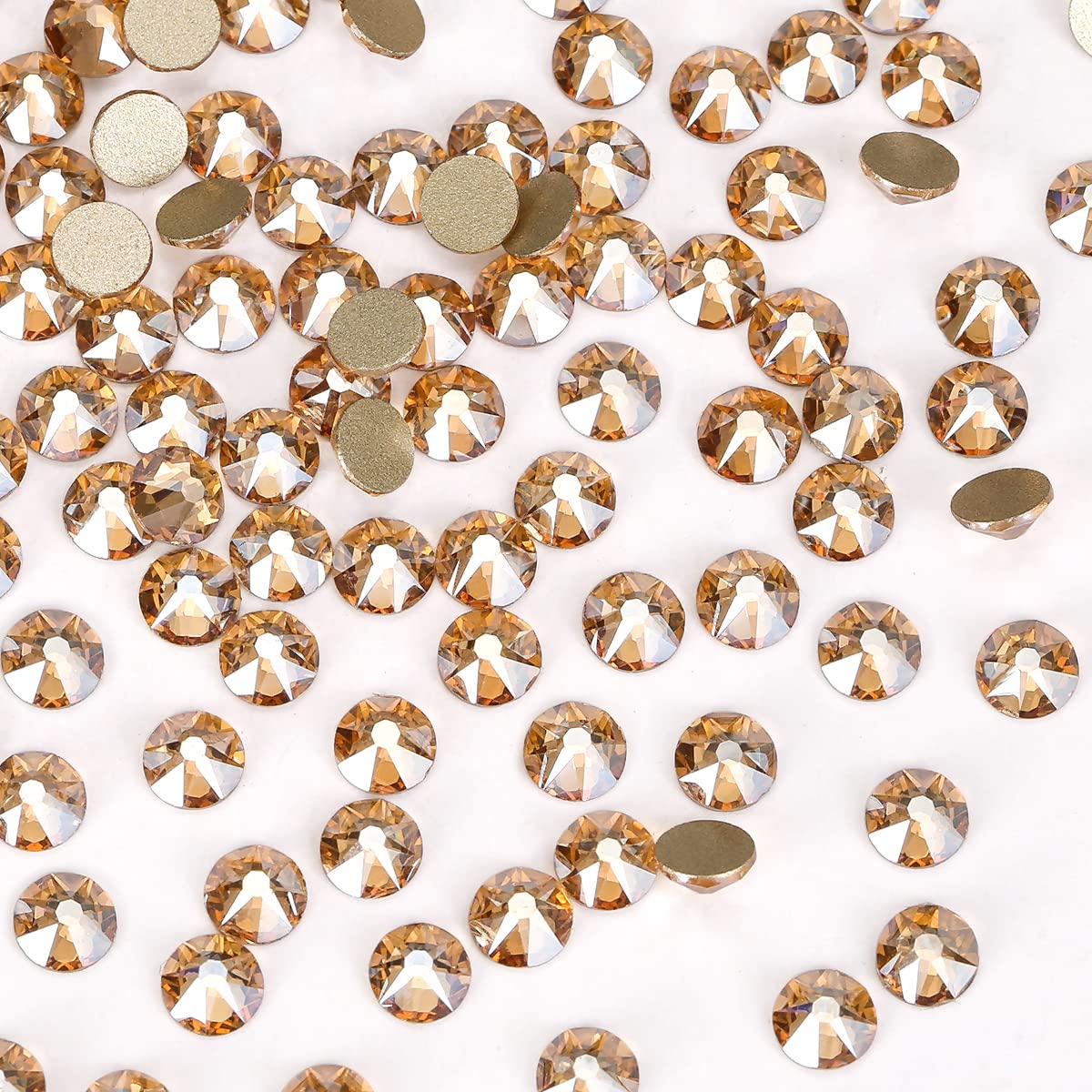 Novani Golden Shadow Rhinestones 288pcs Flat Back Round Rhinestone Style 2088 Sparkly Crystal Gemstones for Nail Art and Crafting SS30,6.4-6.6mm