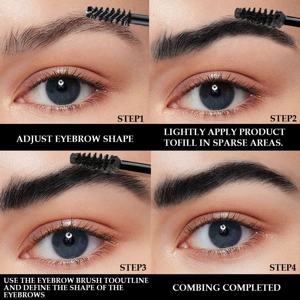 Tinted Thickening Brow Mascara,Brow Fast Sculpt,Waterproof, Transfer-proof, Brush to Fill in Eyebrows and Cover Gray Hairs - Cruelty Free - Light Medium Brown (1pc 08 Black)