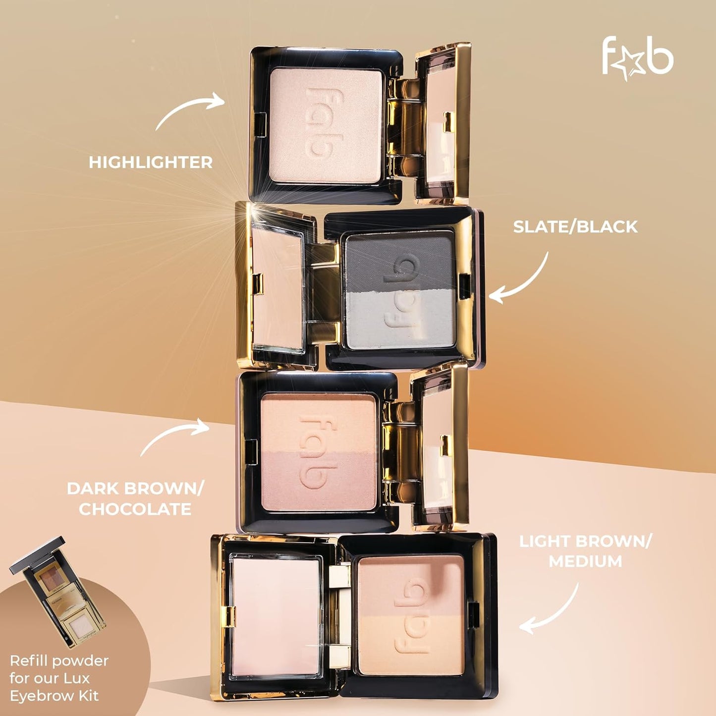 Lux Eyebrow Kit Refill Powder - Soft and Natural Eyebrow Definition for Light Brown/Medium Brows On-The-Go