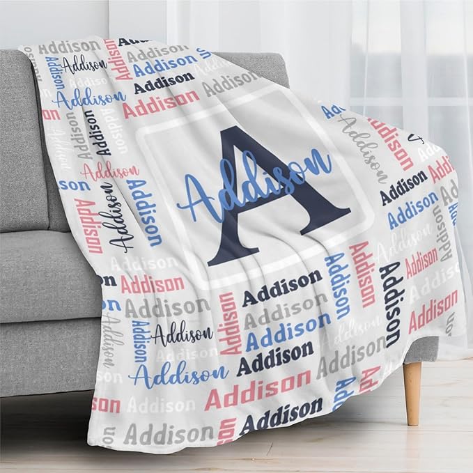 Dr.TOUGH Name Blanket Personalized Blanket for Adult Kids Flannel Customized Personalized Blankets and Throws
