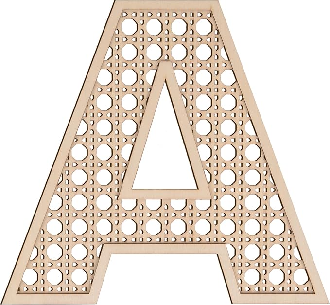 Large Boho Wooden Rattan Letters 12 inch for Nursery Decor Wood Letter A Wall Decors for Baby Girl Boy Bedroom Home Rustic Name Sign Birthday Wedding Decorative Letters